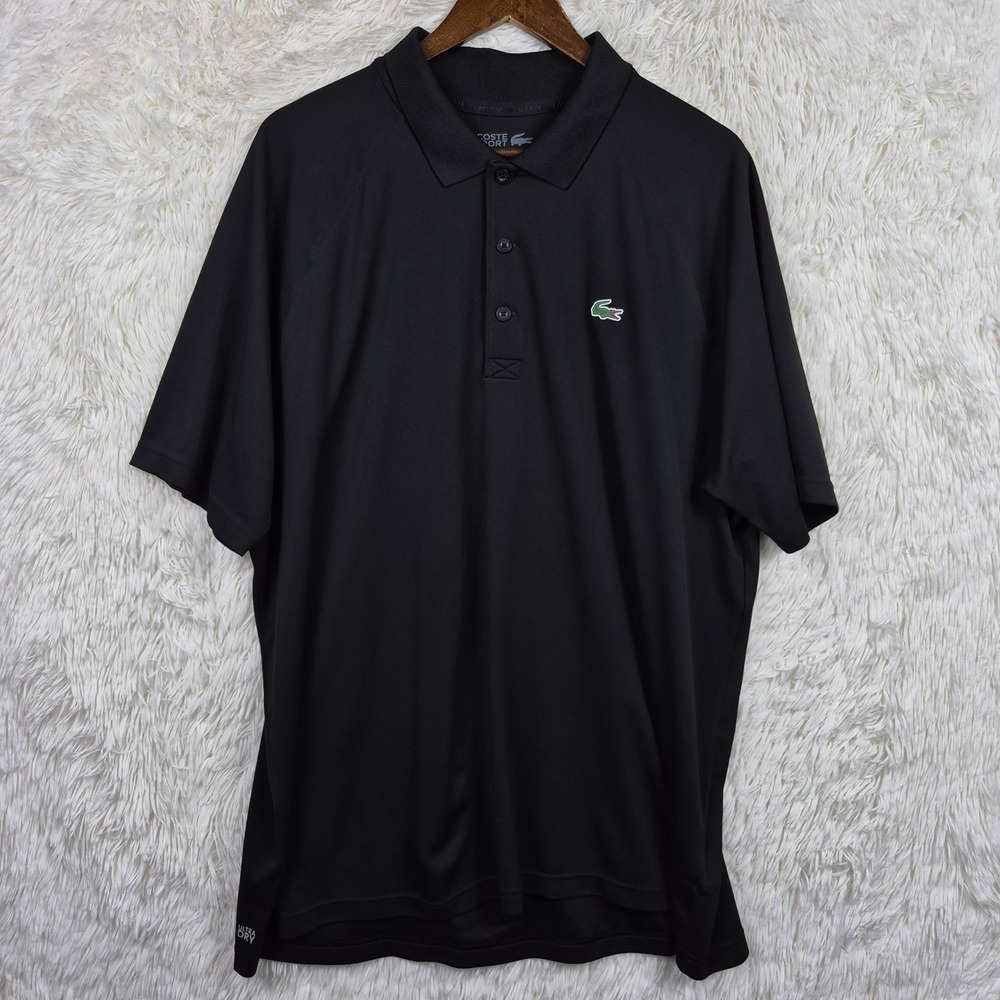 Lacoste Sport Mens Ultra Dry Polo Shirt Black Short Sleeve DH3201 Size 8 3XL